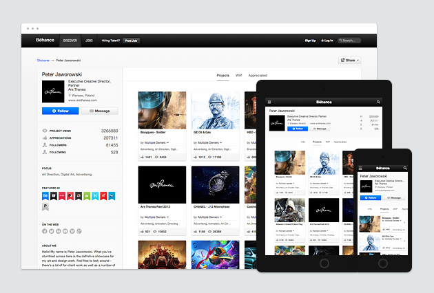 Behance new profiles responsive