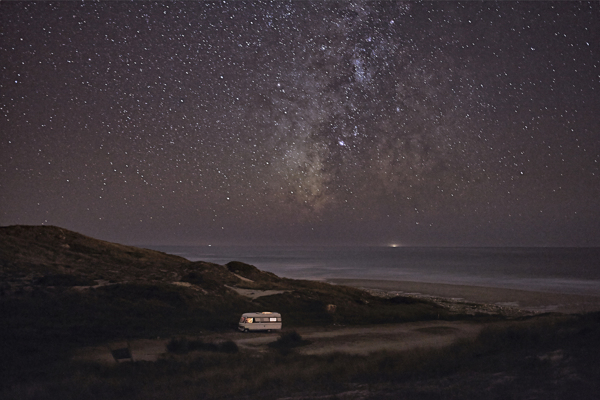 a van in the sea